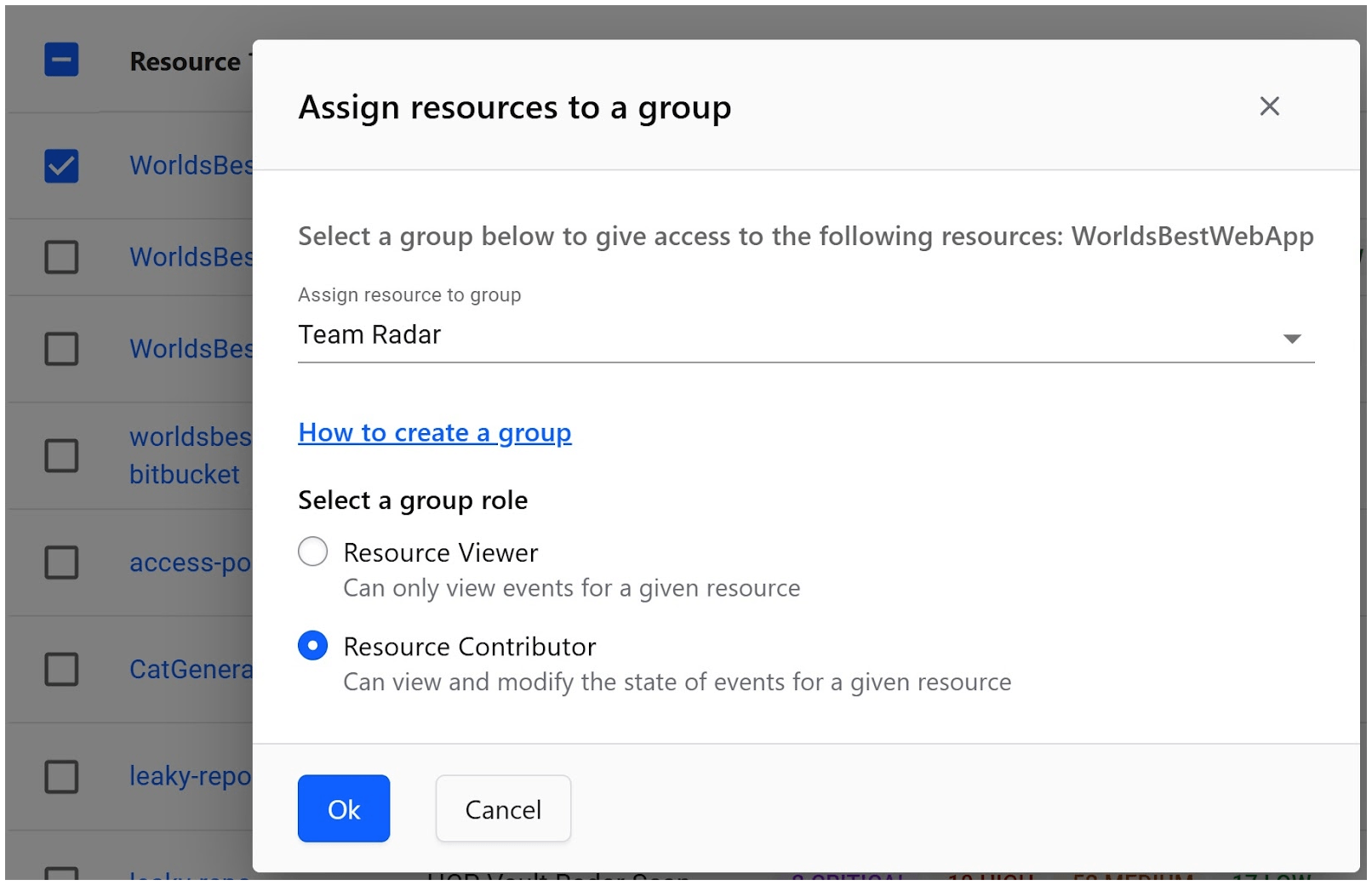Group and role assignment interface
